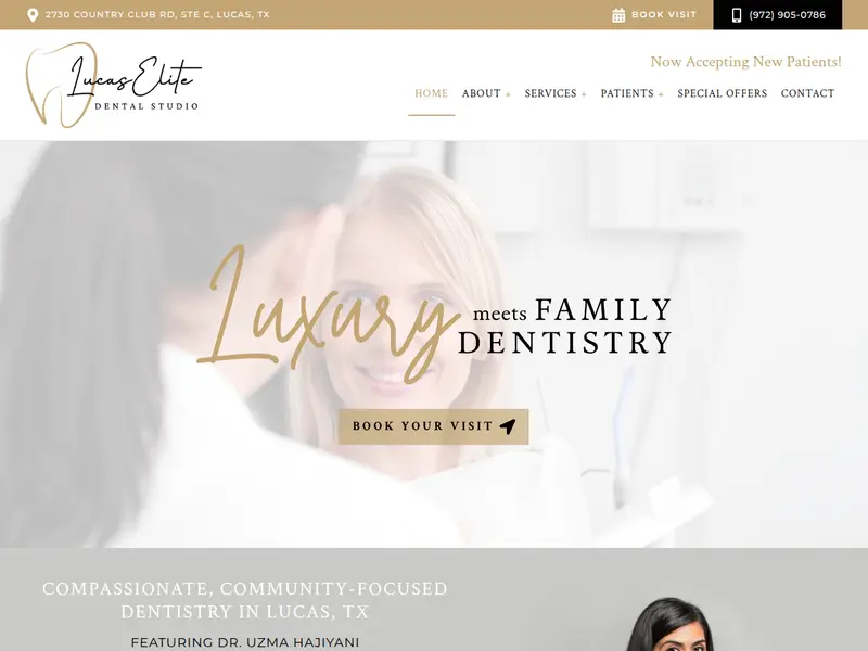Lucas Elite Dental Studio homepage